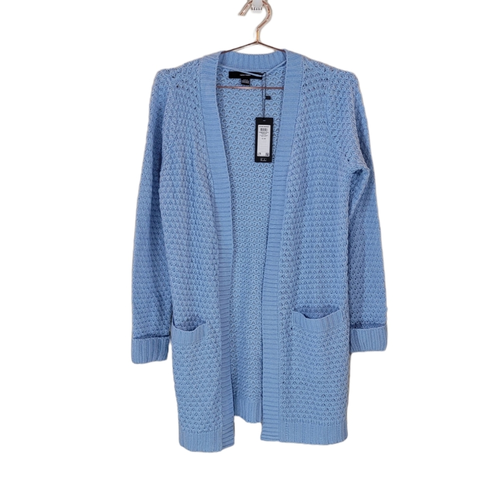VERO MODA Blue Open Front Open Knit Cardigan Size M *Flawed*